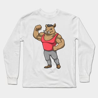 Boar Bodybuilder Bodybuilding Muscles Long Sleeve T-Shirt